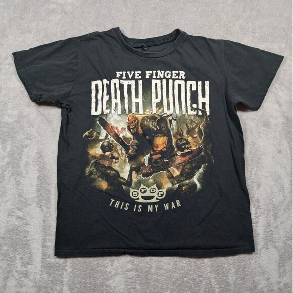 Bay Island Other - Five Finger Death Punch T Shirt Mens Black Graphic Band Metal Rock Music Grunge